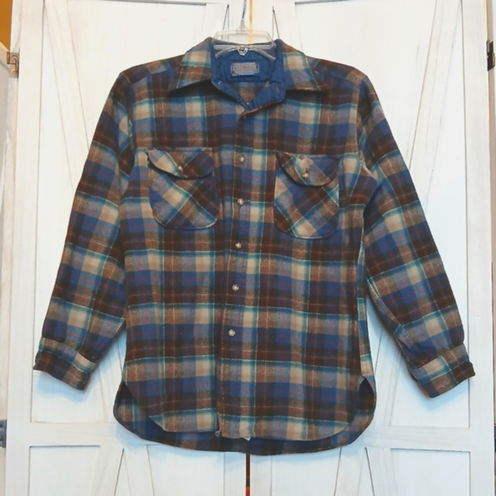 Pendleton Women's Vintage Plaid Flannel Long Sleeve Button Up Shirt - L